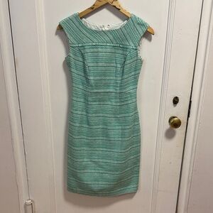 Kay Unger Teal Striped Midi Dress